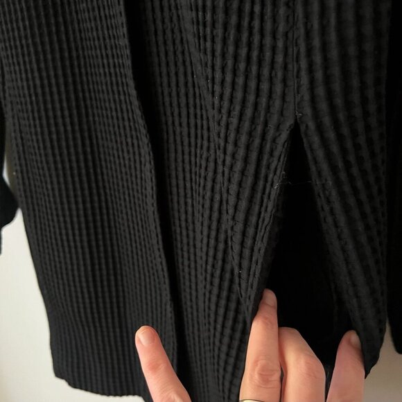 Eileen Fisher Tencel Waffle Knit Stand Collar Black Jacket Women's Size Medium - Picture 3 of 11
